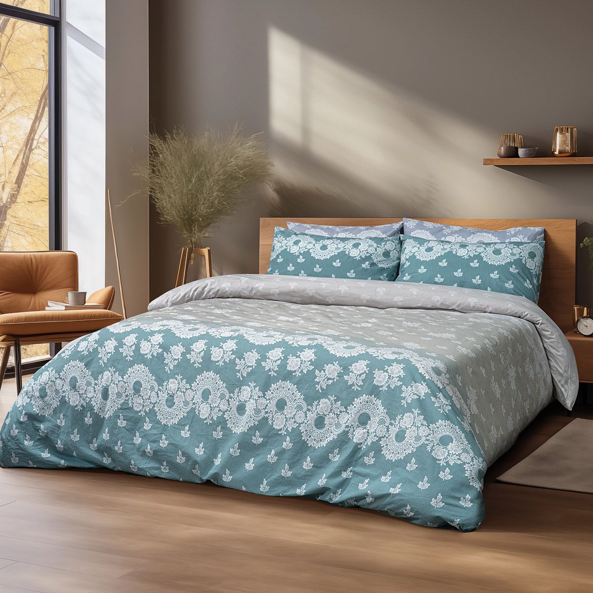 Beauty Home Σετ πάπλωμα υπέρδιπλο Palm Art 12186 220x240 Πετρόλ,Μπεζ 3 Beauty Home Σετ πάπλωμα υπέρδιπλο Palm Art 12186 220x240 Πετρόλ,Μπεζ