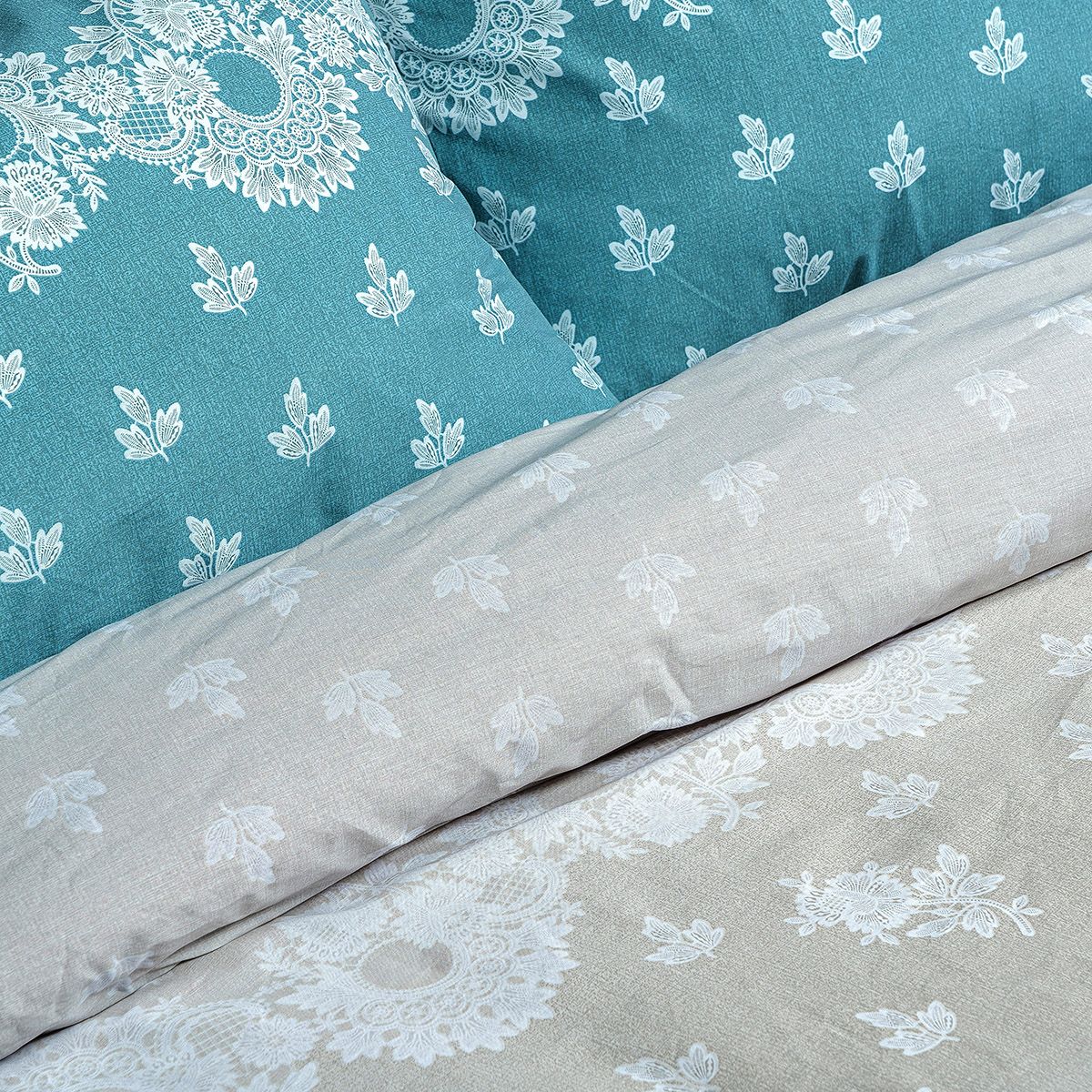 Beauty Home Σετ πάπλωμα υπέρδιπλο Palm Art 12186 220x240 Πετρόλ,Μπεζ 4 Beauty Home Σετ πάπλωμα υπέρδιπλο Palm Art 12186 220x240 Πετρόλ,Μπεζ - Image 2