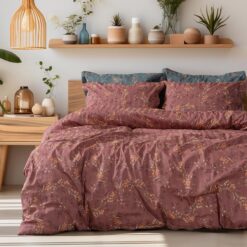 Beauty Home Σετ σεντόνια υπέρδιπλα Art 12216 Indra 100% Βαμβακοσατέν 300tc 240x270 Σάπιο μήλο