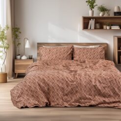 Beauty Home Σετ σεντόνια φανελένια King Size με λάστιχο Frida Art 12336 185x200+32 Κεραμιδί