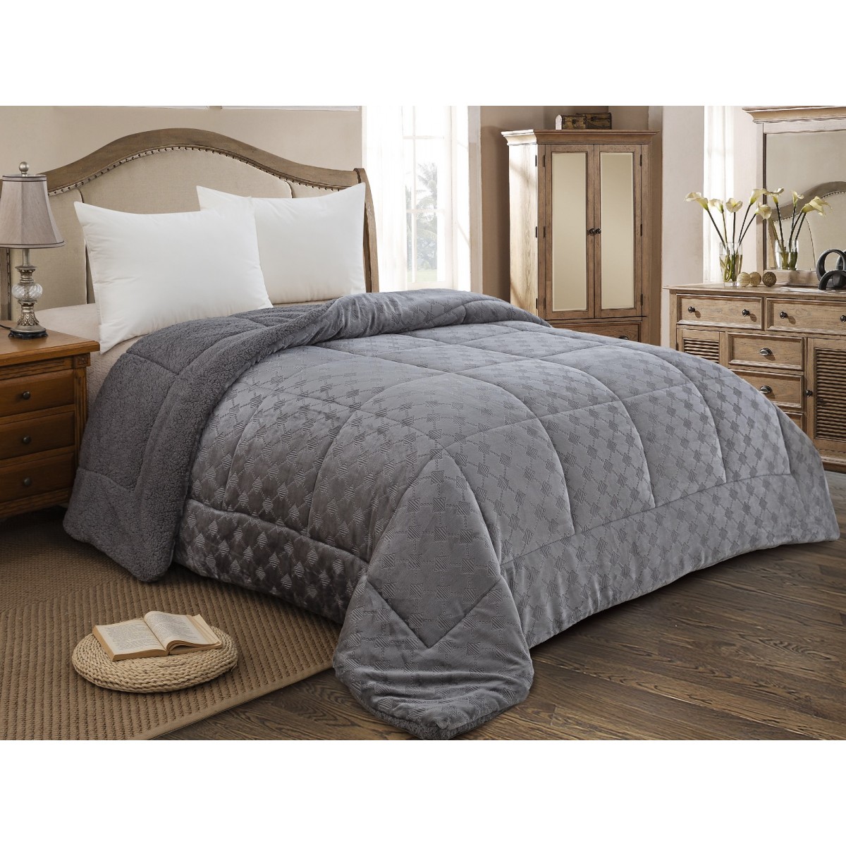 ΚΟΥΒΕΡΤΟΠΑΠΛΩΜΑ ΥΠΕΡΔΙΠΛΟ 220X240 ADAM HOME (825) GREY 2 ΚΟΥΒΕΡΤΟΠΑΠΛΩΜΑ ΥΠΕΡΔΙΠΛΟ 220X240  ADAM HOME (825) GREY